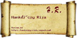 Hankóczy Riza névjegykártya